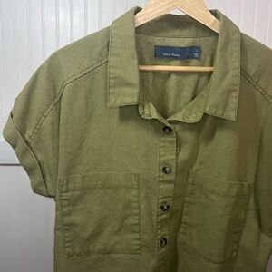 Relaxed Olive Button-Up Shirt